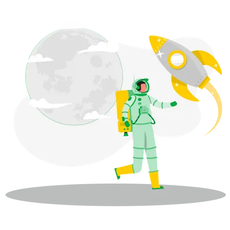 Astronauta yendo al espacio  Ilustración