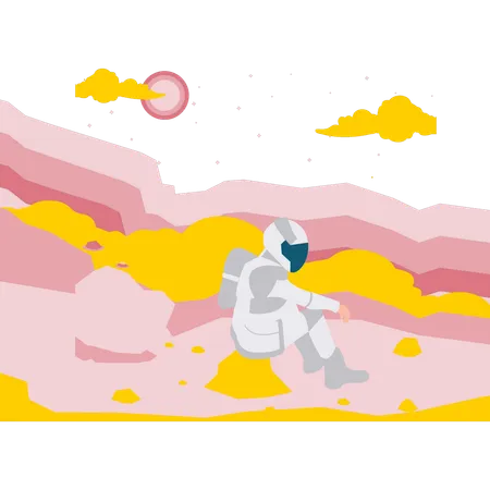 Astronaute assis dans l'espace  Illustration