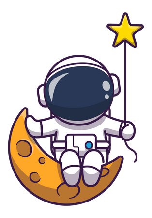 Astronaute assis sur la lune  Illustration