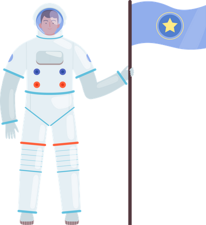 Astronaute avec drapeau  Illustration