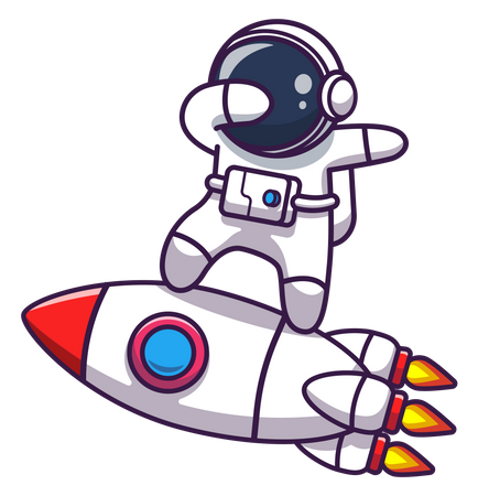 Astronaute dansant sur une fusée  Illustration