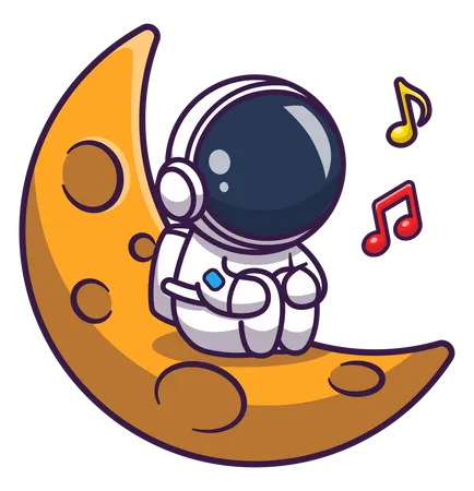 Astronaute écoutant de la musique  Illustration