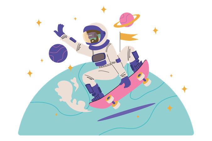 Astronaute expérimentant le métaverse  Illustration