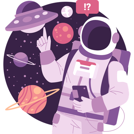 Astronaute explorant les planètes  Illustration