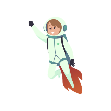 Fille astronaute dans une combinaison spatiale  Illustration