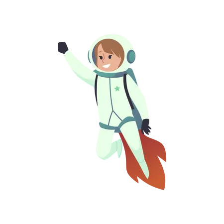 Fille astronaute dans une combinaison spatiale  Illustration