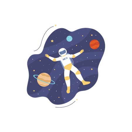 Spaceman flottant dans l’espace  Illustration