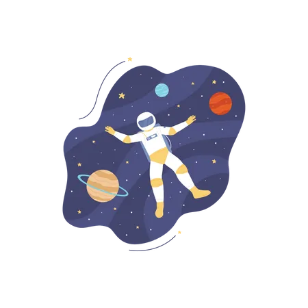 Spaceman flottant dans l’espace  Illustration