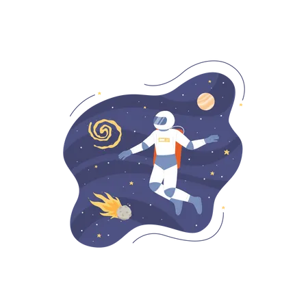 Spaceman flottant dans l’espace  Illustration