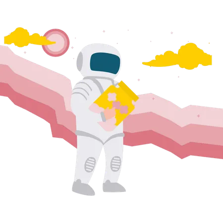 Pot tenant un astronaute  Illustration