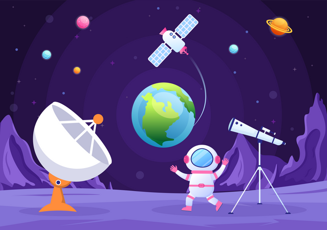Astronaute sur la lune  Illustration