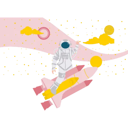 Astronaute sur une fusée  Illustration