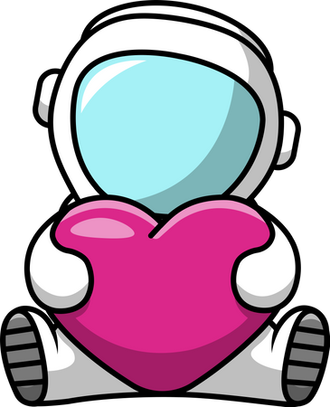 Astronaute tenant le coeur  Illustration