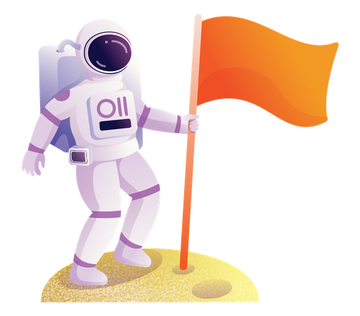 Astronaute tenant un drapeau  Illustration