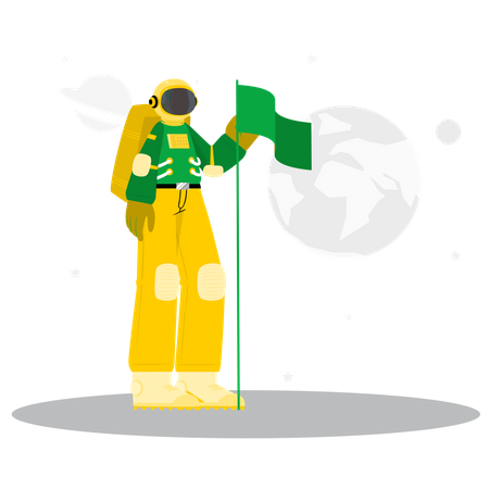 Astronaute, tenue, drapeau  Illustration