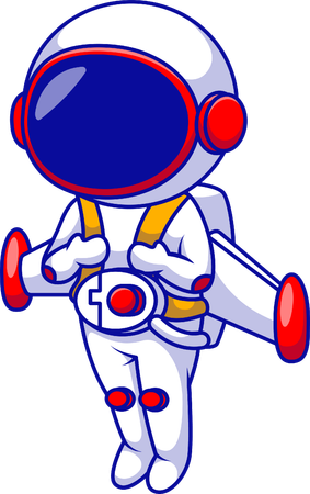 Astronaute volant avec Rocket Jetpack  Illustration