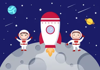 Astronaut im Weltraum Illustrationspack