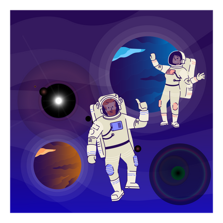 Astronauten im Weltraum  Illustration