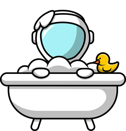 Astronaut badet in der Badewanne  Illustration