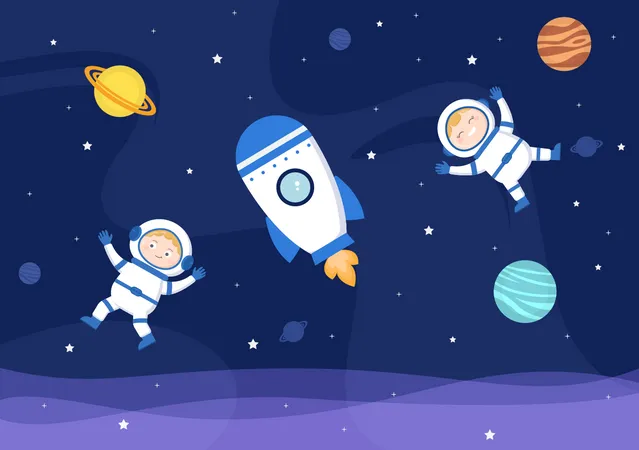 Astronautes dans l'espace  Illustration