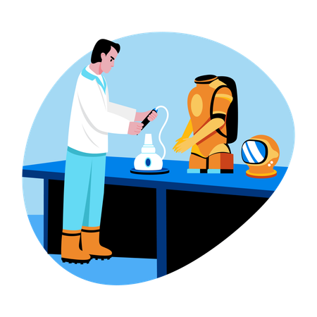 Astronautical engineer working on spacesuit  Illustration