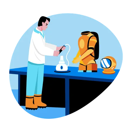 Astronautical engineer working on spacesuit  Illustration