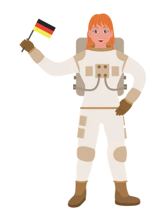 Astronautin mit Deutschlandflagge  Illustration