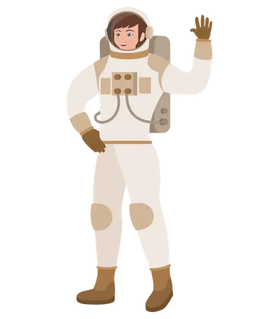 Astronautin sagt Hallo  Illustration