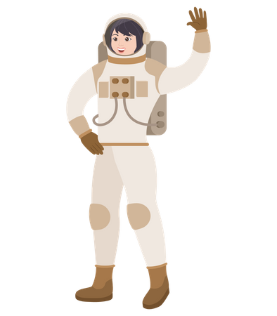 Astronautin sagt Hallo  Illustration