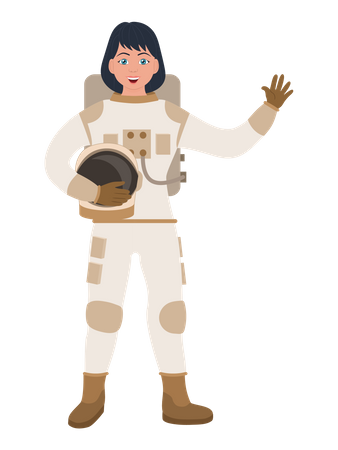 Astronautin sagt Hallo  Illustration