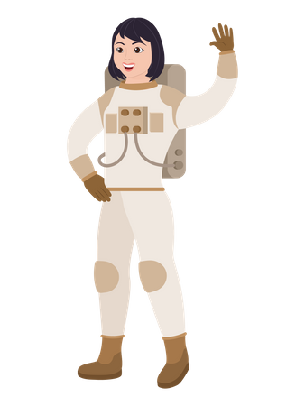 Astronautin sagt Hallo  Illustration