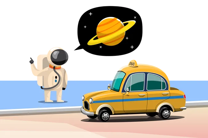 Astronauts call taxis for trip to Saturn  Illustration