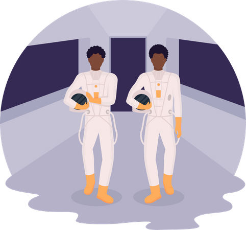 Astronauts entering spaceship Illustration