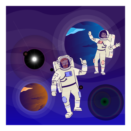 Astronauts in outer space  Illustration