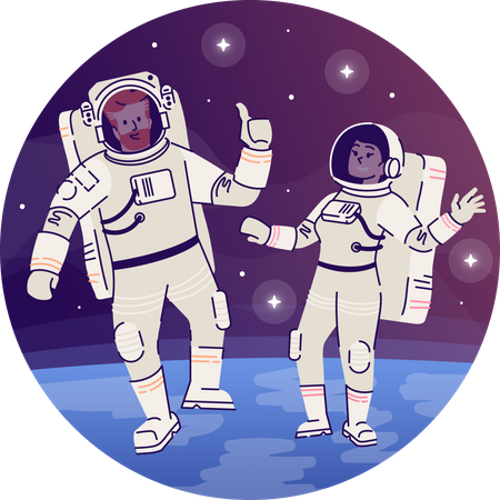 Astronauts in outer space  Illustration