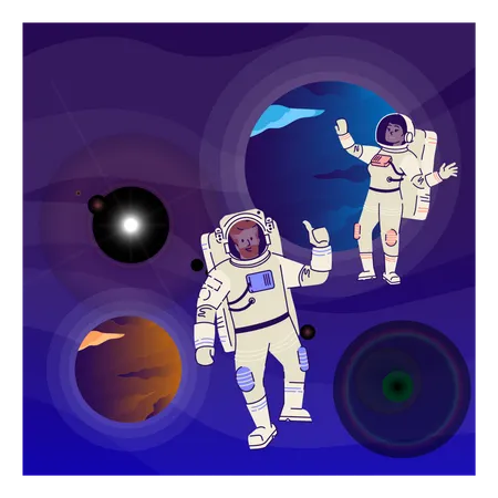 Astronauts in outer space  Illustration