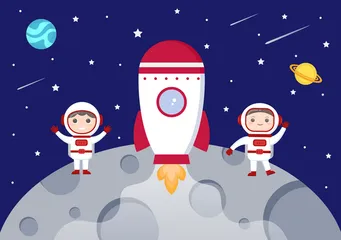 Astronaut In Space Illustration Pack