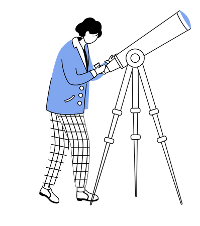 Astronomer with telescope  Illustration