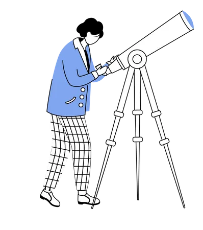 Astronomer with telescope  Illustration