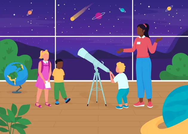 Astronomy lesson  Illustration