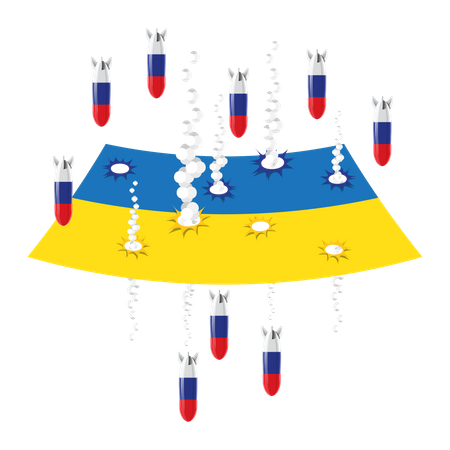 Ataque con bomba de Rusia en Ucrania  Ilustración