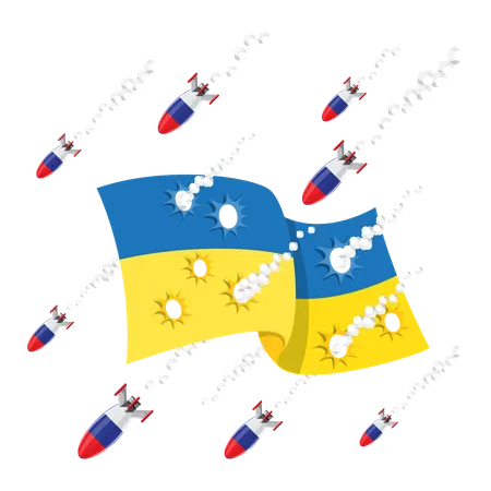 Ataque con bomba de Rusia en Ucrania  Ilustración