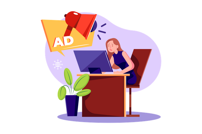 Ataque de adware informático  Ilustración