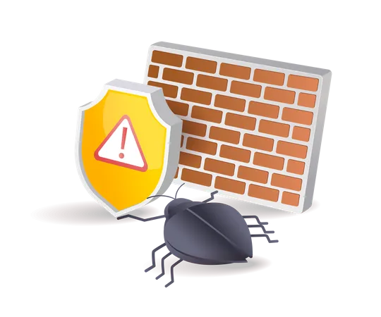 Ataque de malware em paredes de segurança  Ilustração