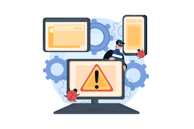 Ataque de vírus de hacker  Ilustração