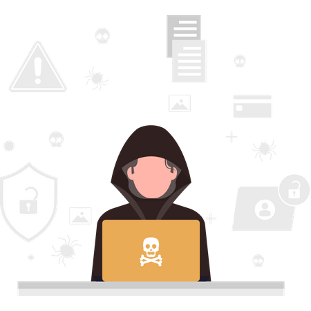 Ataque de vírus de hacker  Ilustração