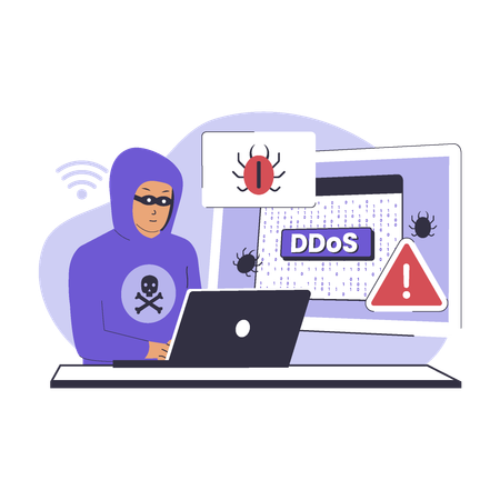 Ataque hacker ddos  Ilustração