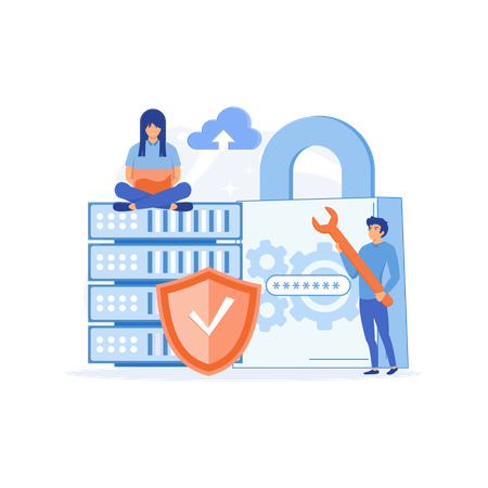 Ataque hacker de segurança de banco de dados  Ilustração