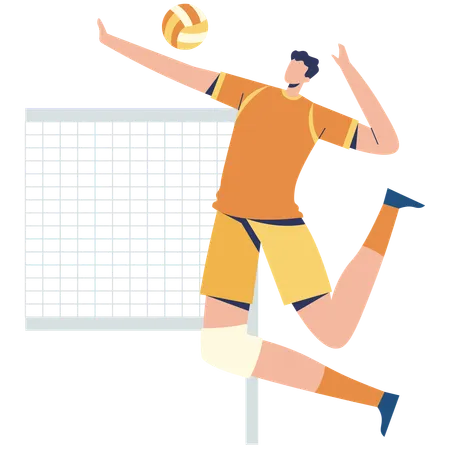 Ataque de hombre en voleibol  Ilustración