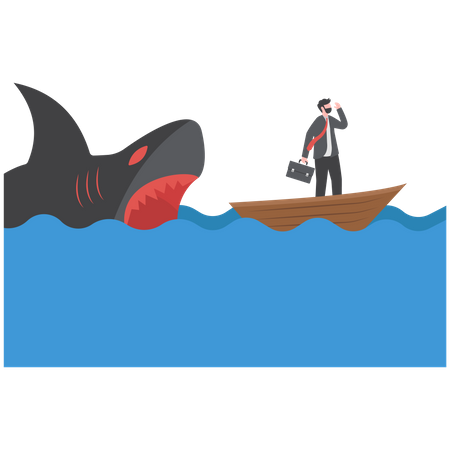 Ataques de tubarão contra empresário  Ilustração